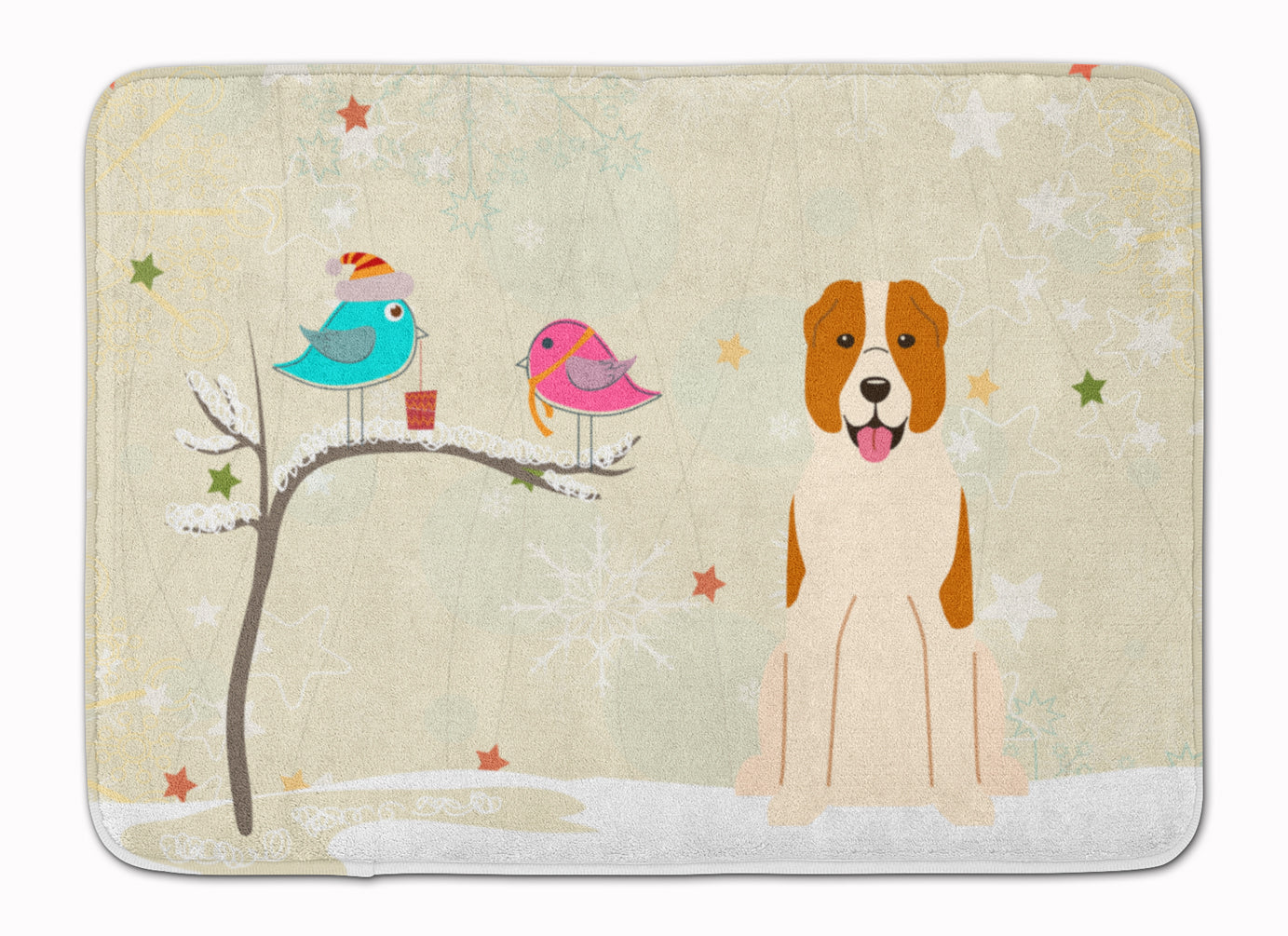 Christmas Presents between Friends Central Asian Shepherd Dog Memory Foam Kitchen Mat Machine Washable Anti-Fatigue Cushion Comfort Bath or Kitchen Rug