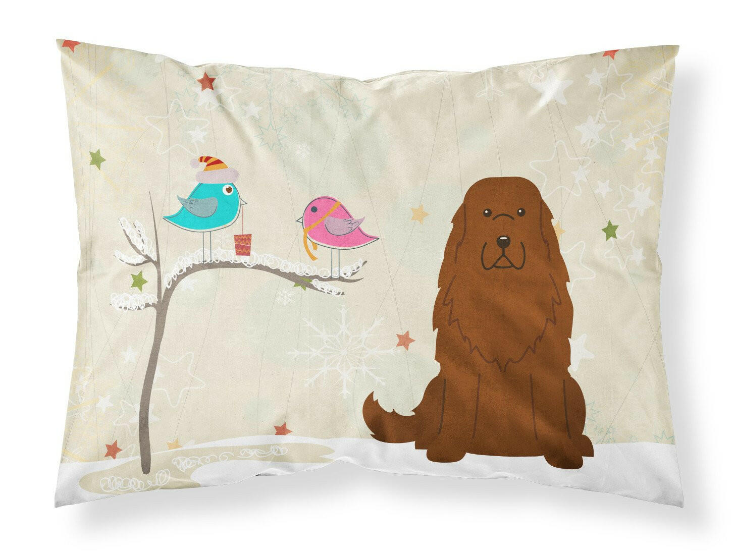 Christmas Presents between Friends Caucasian Shepherd Dog Standard Pillowcase Lightweight Super Soft Easy Care Decorative Artwork Pillowcase, Standard