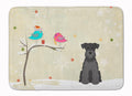 Christmas Presents between Friends Schnauzer - Black Memory Foam Kitchen Mat Machine Washable Anti-Fatigue Cushion Comfort Bath or Kitchen Rug