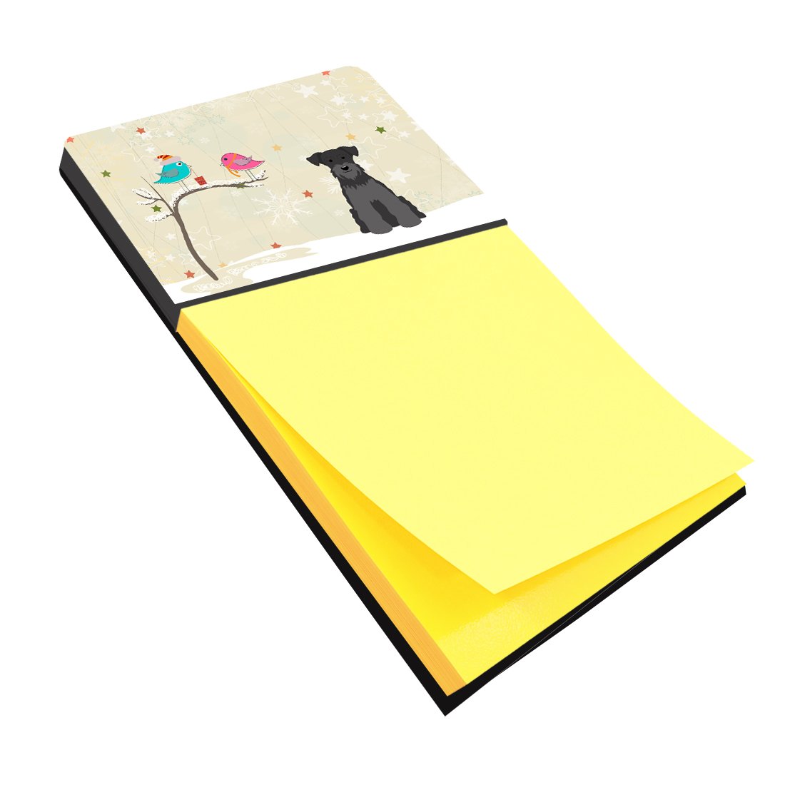 Christmas Presents between Friends Schnauzer - Black Watercolor Sticky Note Holder Refillable Dispenser Desk Accessory 3x3 Pad Gift