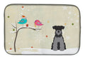 Christmas Presents between Friends Schnauzer - Black and Silver Dish Drying Mat Absorbent Dish Drying Mat Pad for Kitchen Counter Dish Drainer Mat for Countertop, 14 x 21", Multicolor
