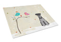 Christmas Presents between Friends Schnauzer - Black and Silver Cutting Board Tempered Glass Kitchen Cutting Surface, Heat Resistant Chopping, Non-Slip Feet, Food Prep & Serving