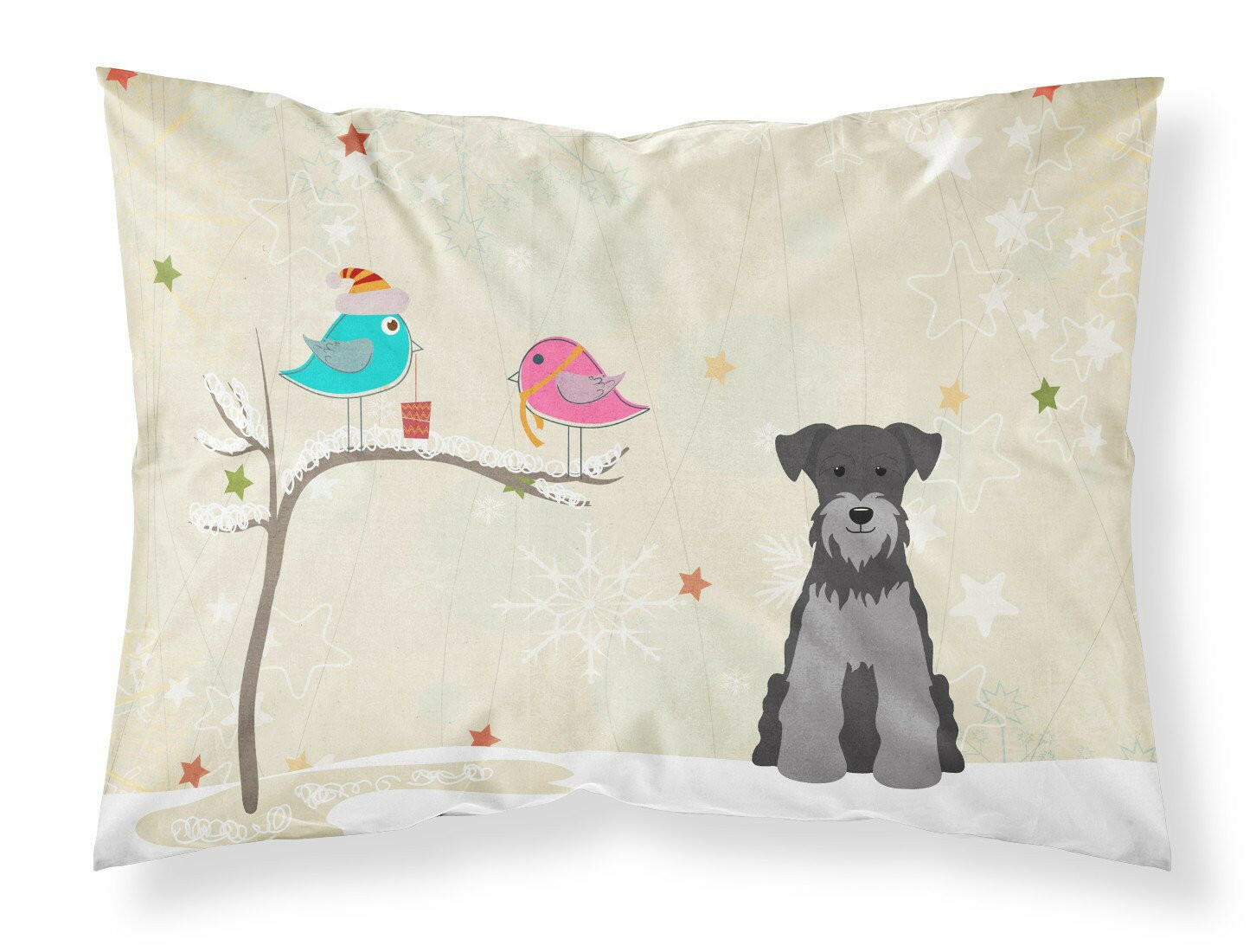Christmas Presents between Friends Schnauzer - Black and Silver Standard Pillowcase Lightweight Super Soft Easy Care Decorative Artwork Pillowcase, Standard