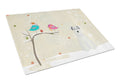 Christmas Presents between Friends Schnauzer - White Cutting Board Tempered Glass Kitchen Cutting Surface, Heat Resistant Chopping, Non-Slip Feet, Food Prep & Serving