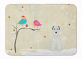 Christmas Presents between Friends Schnauzer - White Memory Foam Kitchen Mat Machine Washable Anti-Fatigue Cushion Comfort Bath or Kitchen Rug