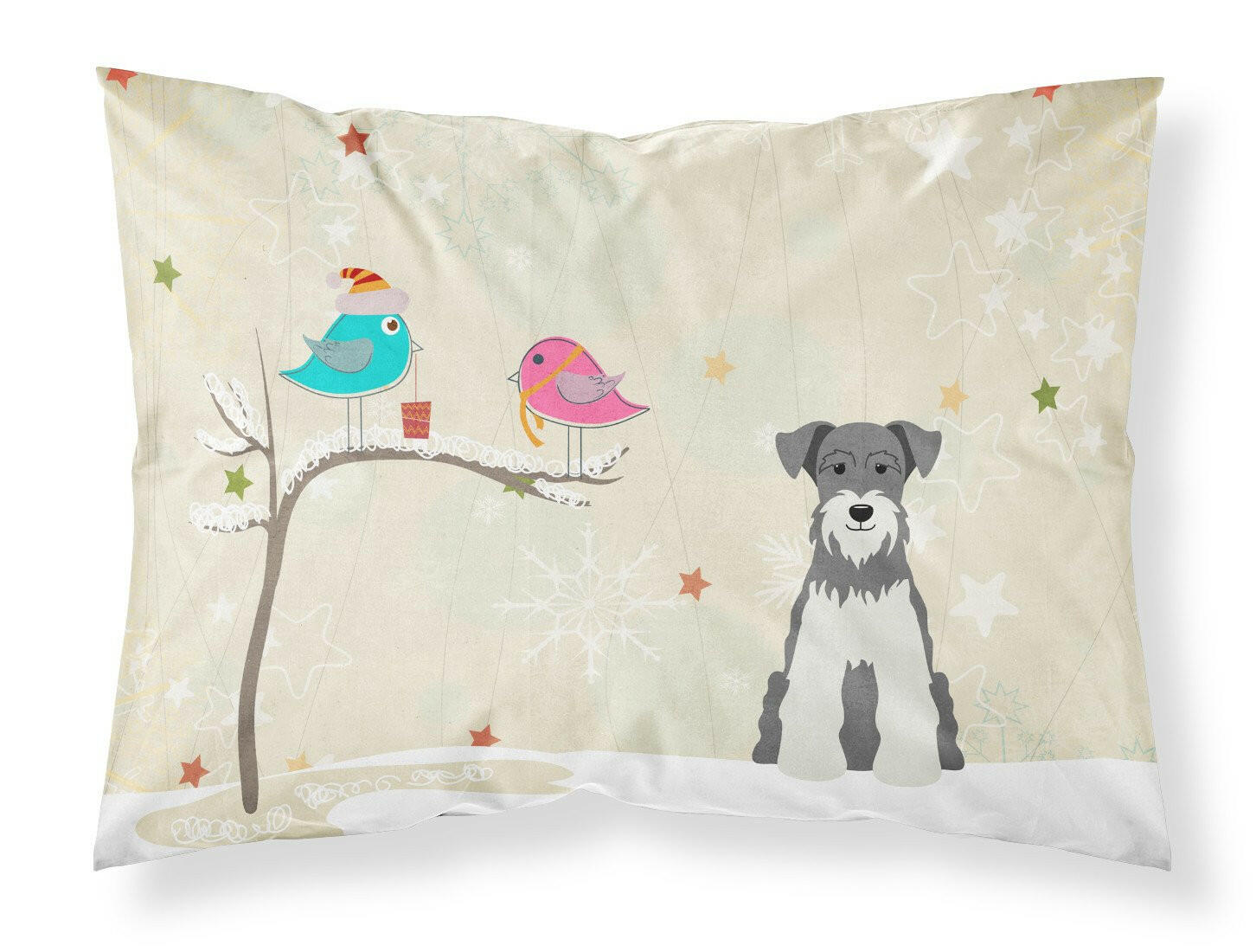 Christmas Presents between Friends Schnauzer - Salt and Pepper Standard Pillowcase Lightweight Super Soft Easy Care Decorative Artwork Pillowcase, Standard