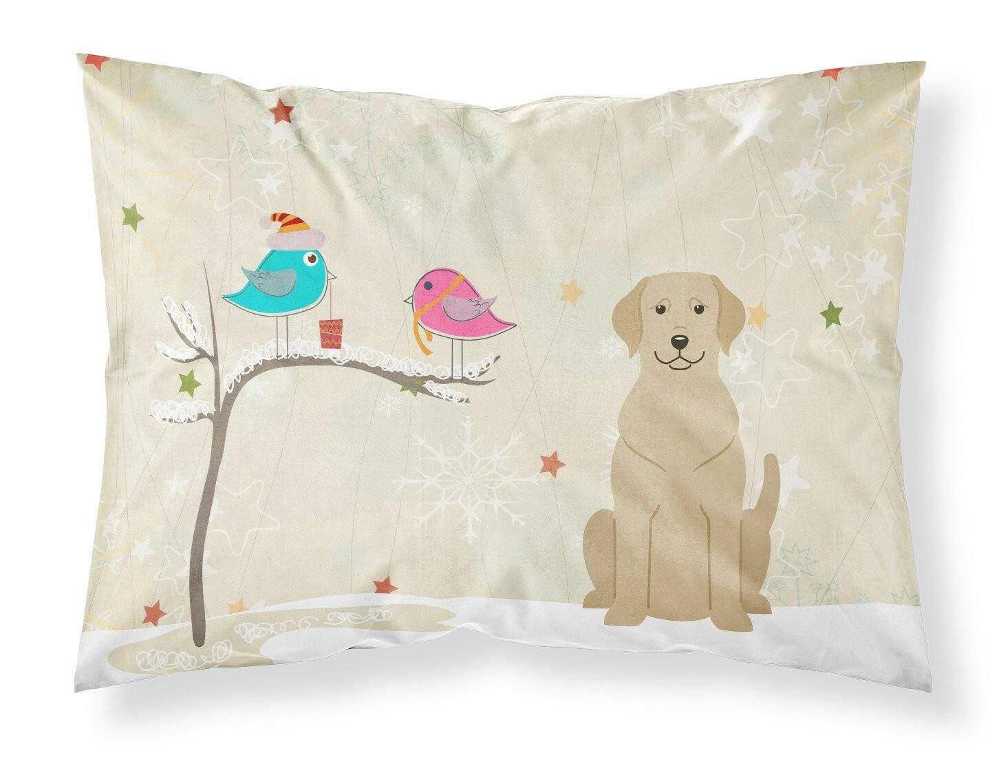 Christmas Presents between Friends Labrador Retriever - Yellow Standard Pillowcase Lightweight Super Soft Easy Care Decorative Artwork Pillowcase, Standard
