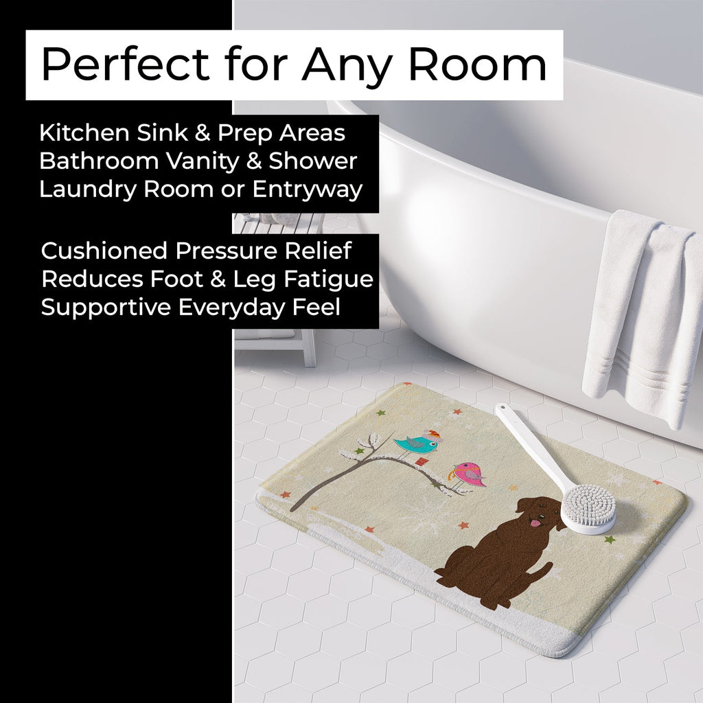Christmas Presents between Friends Labrador Retriever - Chocolate Memory Foam Kitchen Mat Machine Washable Anti-Fatigue Cushion Comfort Bath or Kitchen Rug