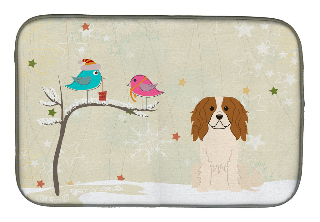 Christmas Presents between Friends Cavalier King Charles Spaniel Dish Drying Mat Absorbent Dish Drying Mat Pad for Kitchen Counter Dish Drainer Mat for Countertop, 14 x 21", Multicolor