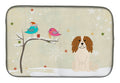 Christmas Presents between Friends Cavalier King Charles Spaniel Dish Drying Mat Absorbent Dish Drying Mat Pad for Kitchen Counter Dish Drainer Mat for Countertop, 14 x 21", Multicolor