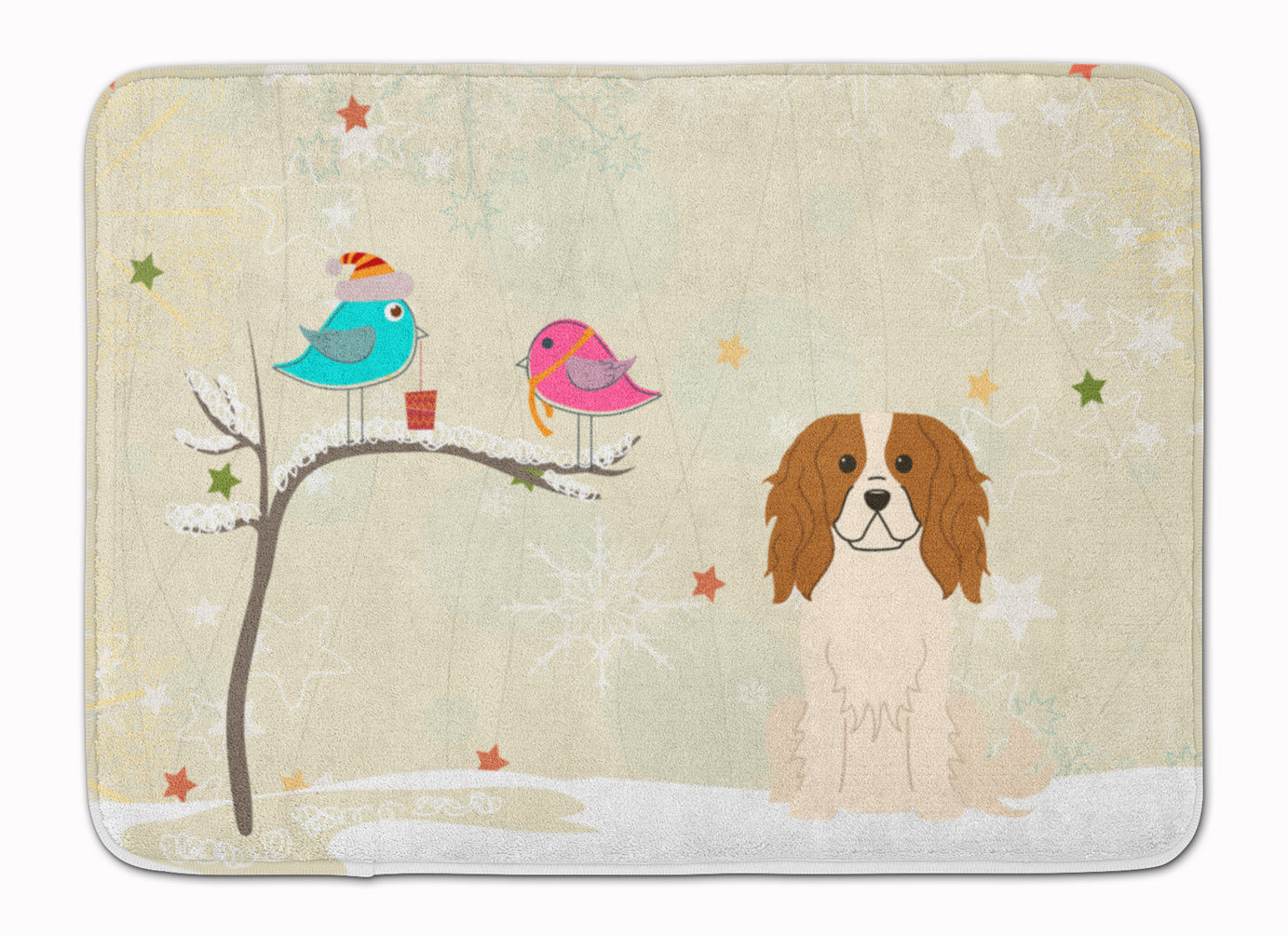 Christmas Presents between Friends Cavalier King Charles Spaniel Memory Foam Kitchen Mat Machine Washable Anti-Fatigue Cushion Comfort Bath or Kitchen Rug