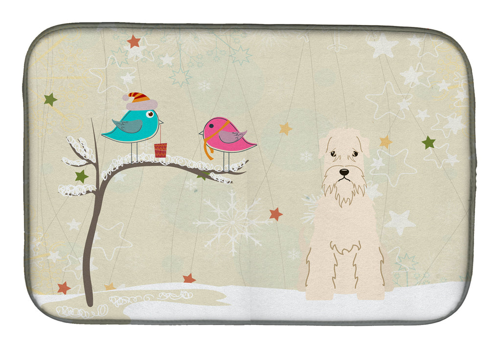 Christmas Presents between Friends Wheaten Terrier Dish Drying Mat Absorbent Dish Drying Mat Pad for Kitchen Counter Dish Drainer Mat for Countertop, 14 x 21", Multicolor
