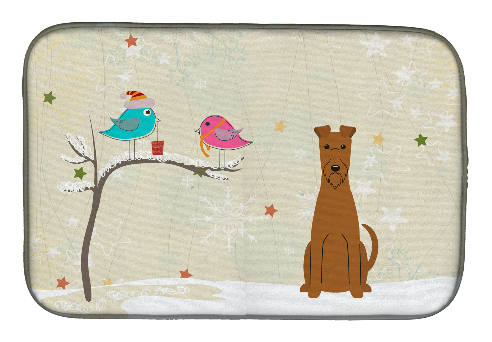 Christmas Presents between Friends Irish Terrier Dish Drying Mat Absorbent Dish Drying Mat Pad for Kitchen Counter Dish Drainer Mat for Countertop, 14 x 21", Multicolor