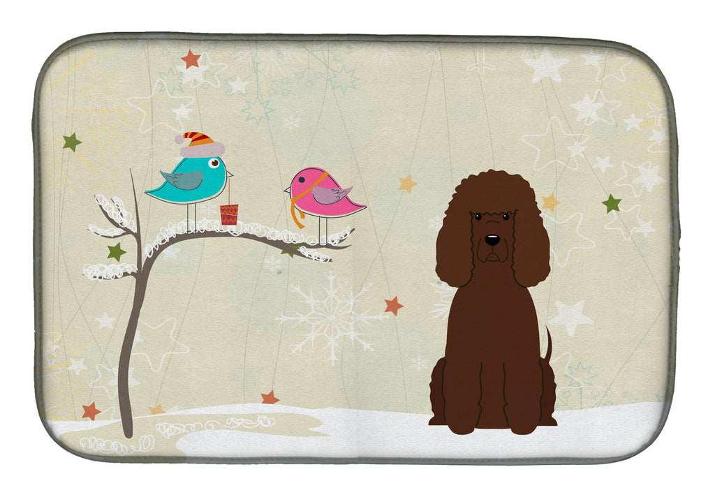 Christmas Presents between Friends Water Spaniel Dish Drying Mat Absorbent Dish Drying Mat Pad for Kitchen Counter Dish Drainer Mat for Countertop, 14 x 21", Multicolor