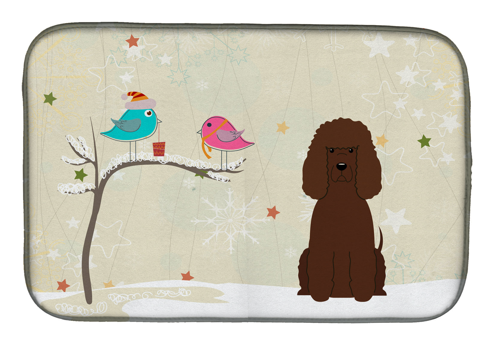 Christmas Presents between Friends Water Spaniel Dish Drying Mat Absorbent Dish Drying Mat Pad for Kitchen Counter Dish Drainer Mat for Countertop, 14 x 21", Multicolor