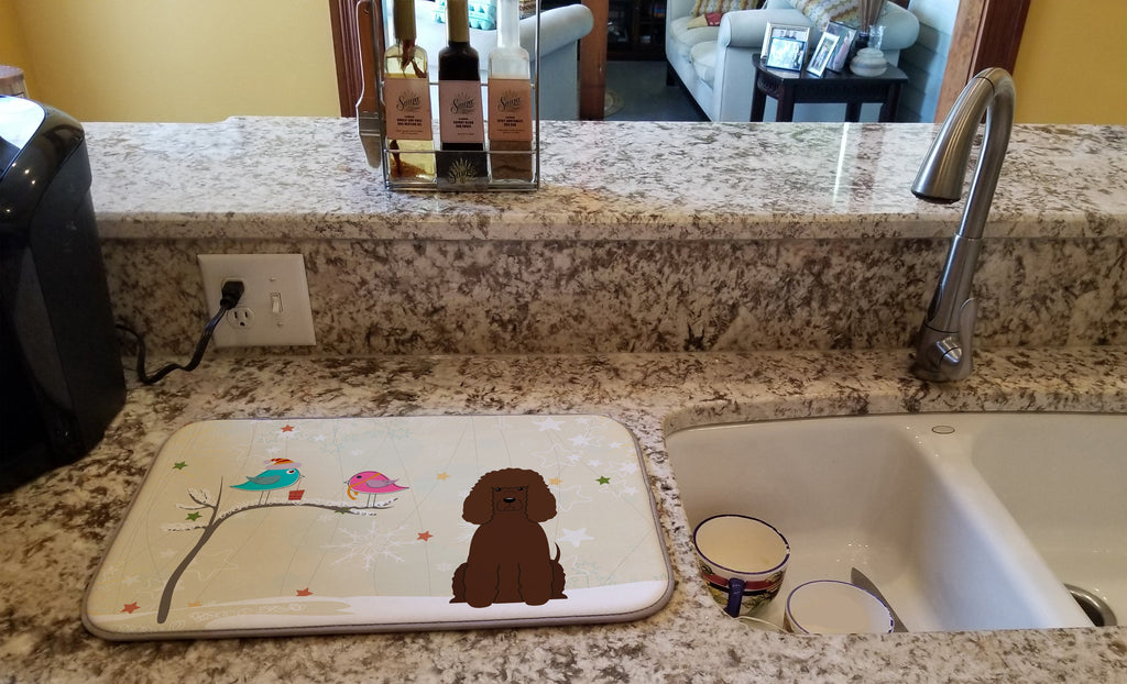 Christmas Presents between Friends Water Spaniel Dish Drying Mat Absorbent Dish Drying Mat Pad for Kitchen Counter Dish Drainer Mat for Countertop, 14 x 21", Multicolor