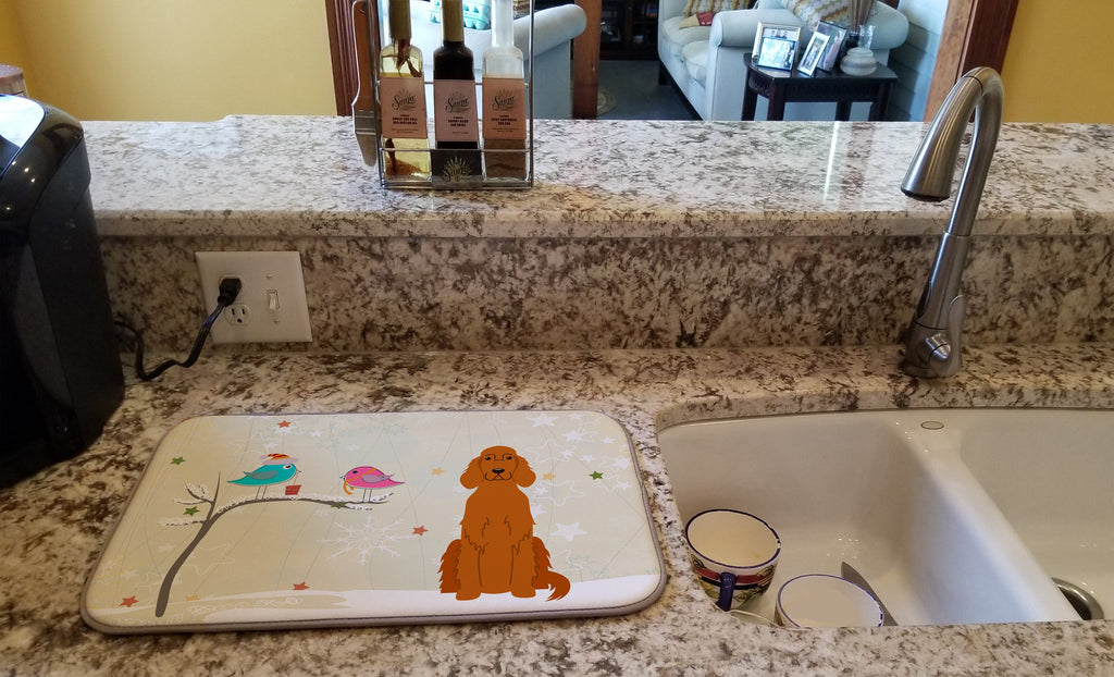 Christmas Presents between Friends Irish Setter Dish Drying Mat Absorbent Dish Drying Mat Pad for Kitchen Counter Dish Drainer Mat for Countertop, 14 x 21", Multicolor