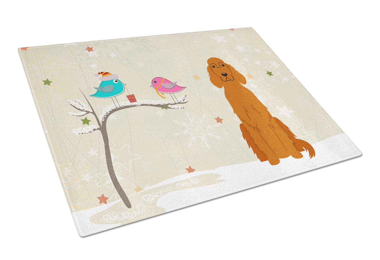 Christmas Presents between Friends Irish Setter Cutting Board Tempered Glass Kitchen Cutting Surface, Heat Resistant Chopping, Non-Slip Feet, Food Prep & Serving