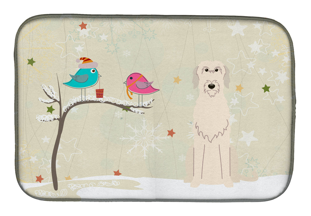 Christmas Presents between Friends Irish Wolfhound Dish Drying Mat Absorbent Dish Drying Mat Pad for Kitchen Counter Dish Drainer Mat for Countertop, 14 x 21", Multicolor