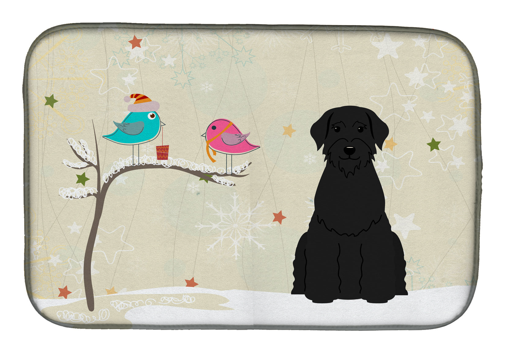 Christmas Presents between Friends Schnauzer - Giant Dish Drying Mat Absorbent Dish Drying Mat Pad for Kitchen Counter Dish Drainer Mat for Countertop, 14 x 21", Multicolor