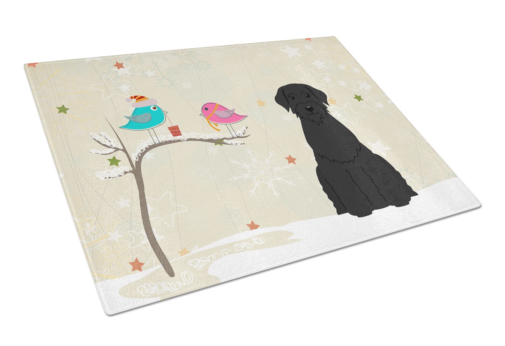 Christmas Presents between Friends Schnauzer - Giant Cutting Board Tempered Glass Kitchen Cutting Surface, Heat Resistant Chopping, Non-Slip Feet, Food Prep & Serving