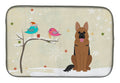Christmas Presents between Friends German Shepherd Dish Drying Mat Absorbent Dish Drying Mat Pad for Kitchen Counter Dish Drainer Mat for Countertop, 14 x 21", Multicolor