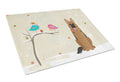 Christmas Presents between Friends German Shepherd Cutting Board Tempered Glass Kitchen Cutting Surface, Heat Resistant Chopping, Non-Slip Feet, Food Prep & Serving