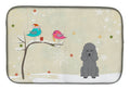 Christmas Presents between Friends Poodle - Silver Dish Drying Mat Absorbent Dish Drying Mat Pad for Kitchen Counter Dish Drainer Mat for Countertop, 14 x 21", Multicolor