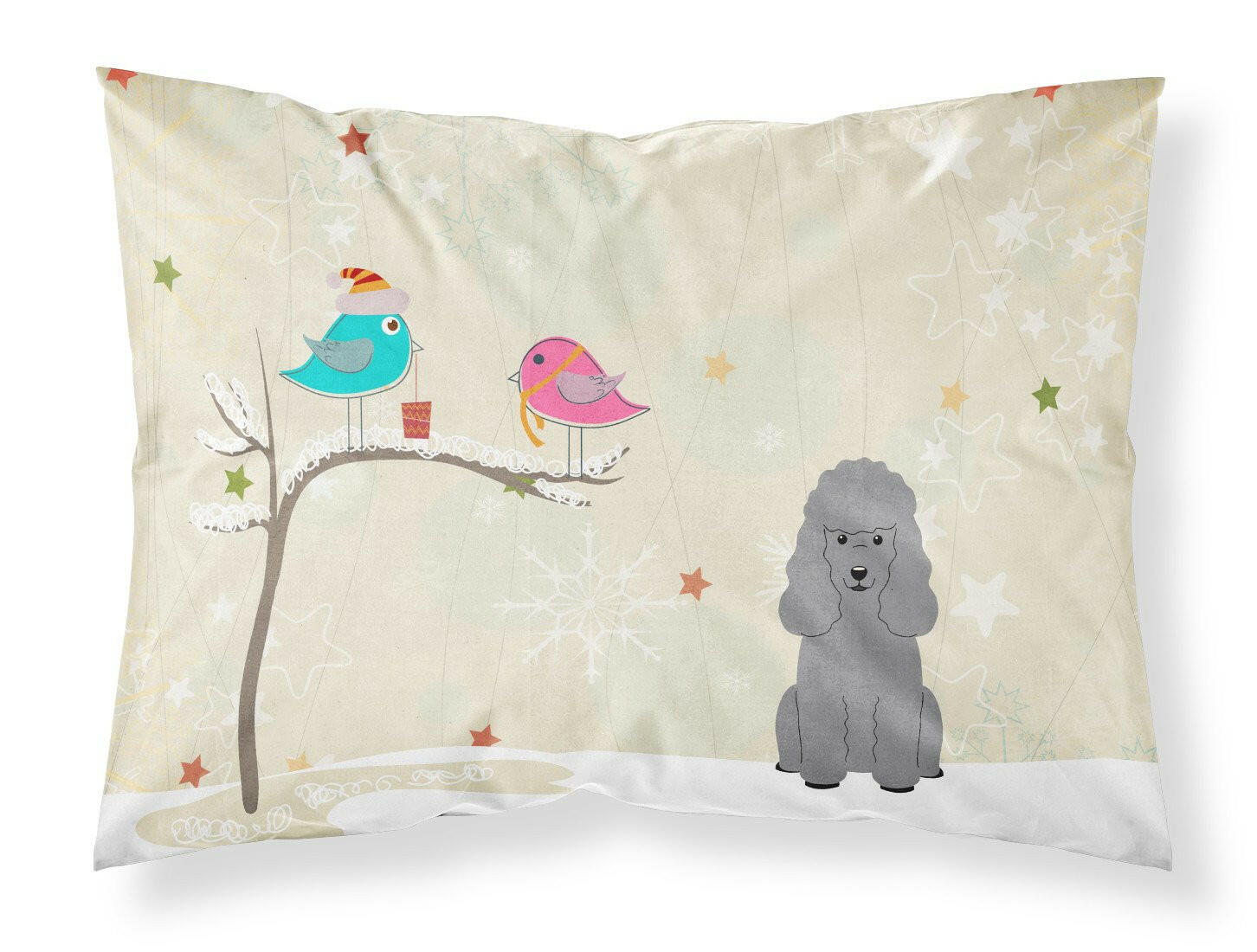 Christmas Presents between Friends Poodle - Silver Standard Pillowcase Lightweight Super Soft Easy Care Decorative Artwork Pillowcase, Standard