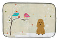 Christmas Presents between Friends Poodle - Tan Dish Drying Mat Absorbent Dish Drying Mat Pad for Kitchen Counter Dish Drainer Mat for Countertop, 14 x 21", Multicolor