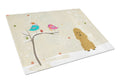 Christmas Presents between Friends Poodle - Tan Cutting Board Tempered Glass Kitchen Cutting Surface, Heat Resistant Chopping, Non-Slip Feet, Food Prep & Serving