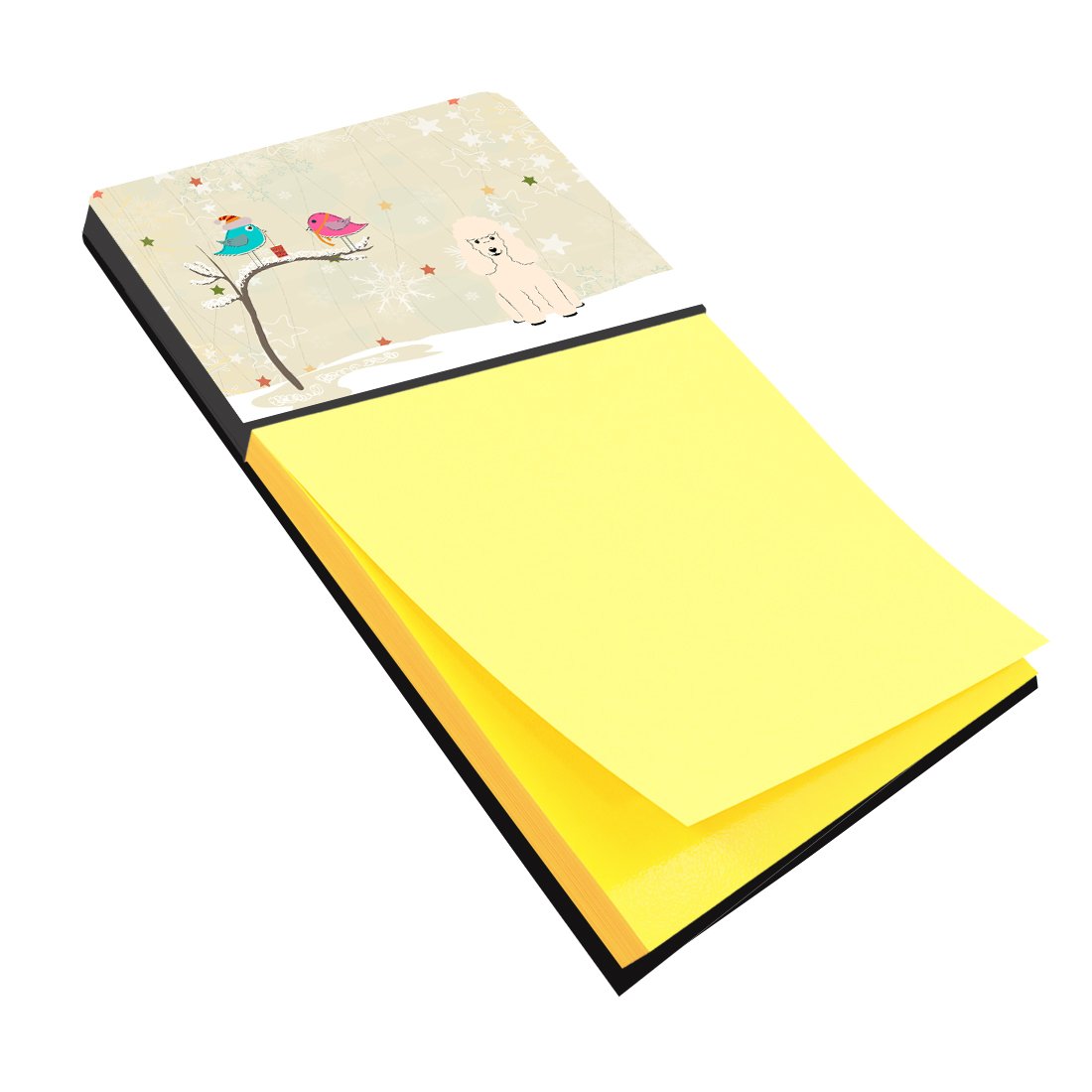 Christmas Presents between Friends Poodle - White Watercolor Sticky Note Holder Refillable Dispenser Desk Accessory 3x3 Pad Gift
