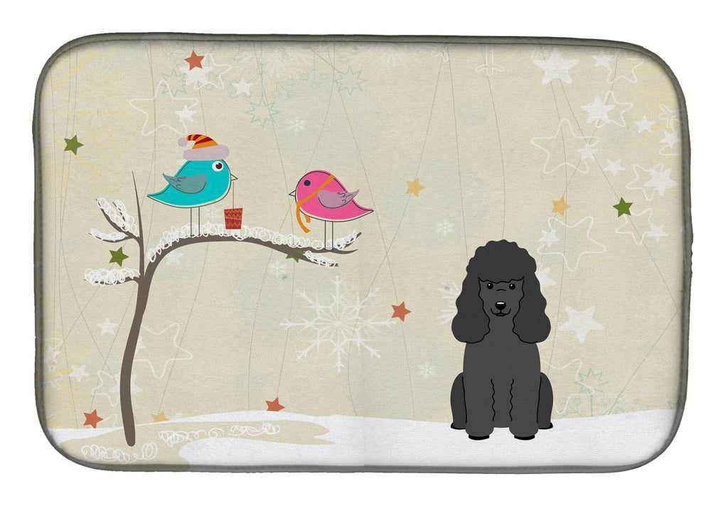 Christmas Presents between Friends Poodle - Black Dish Drying Mat Absorbent Dish Drying Mat Pad for Kitchen Counter Dish Drainer Mat for Countertop, 14 x 21", Multicolor