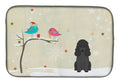 Christmas Presents between Friends Poodle - Black Dish Drying Mat Absorbent Dish Drying Mat Pad for Kitchen Counter Dish Drainer Mat for Countertop, 14 x 21", Multicolor