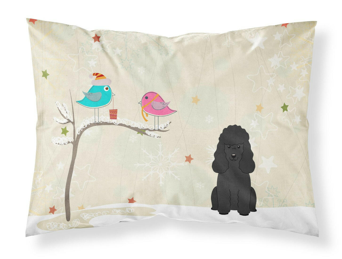 Christmas Presents between Friends Poodle - Black Standard Pillowcase Lightweight Super Soft Easy Care Decorative Artwork Pillowcase, Standard