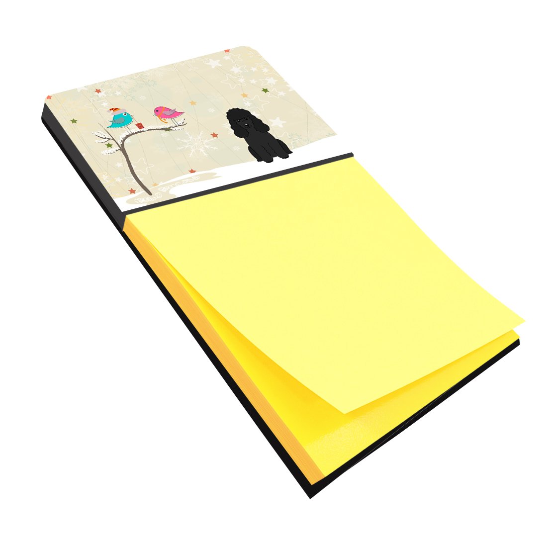 Christmas Presents between Friends Poodle - Black Watercolor Sticky Note Holder Refillable Dispenser Desk Accessory 3x3 Pad Gift
