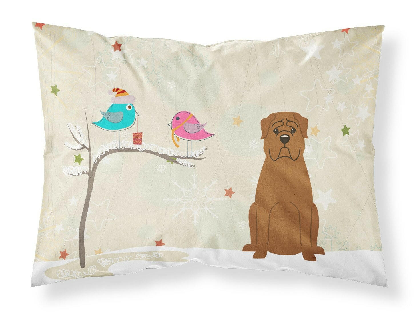 Christmas Presents between Friends Dogue de Bourdeaux Standard Pillowcase Lightweight Super Soft Easy Care Decorative Artwork Pillowcase, Standard