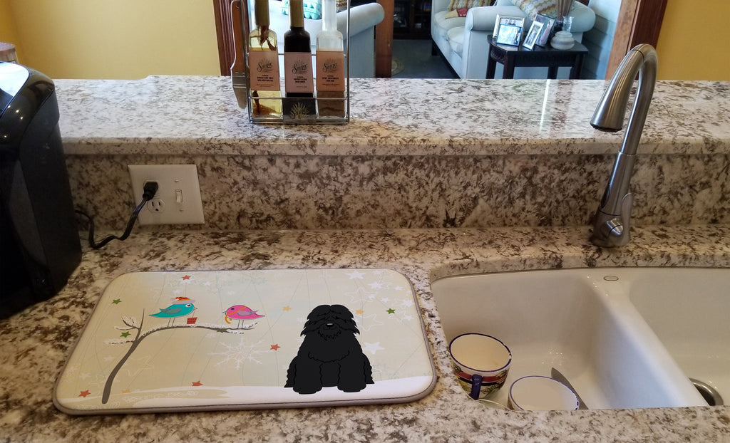 Christmas Presents between Friends Bouvier des Flandres Dish Drying Mat Absorbent Dish Drying Mat Pad for Kitchen Counter Dish Drainer Mat for Countertop, 14 x 21", Multicolor