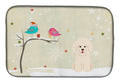 Christmas Presents between Friends Bichon Frise Dish Drying Mat Absorbent Dish Drying Mat Pad for Kitchen Counter Dish Drainer Mat for Countertop, 14 x 21", Multicolor
