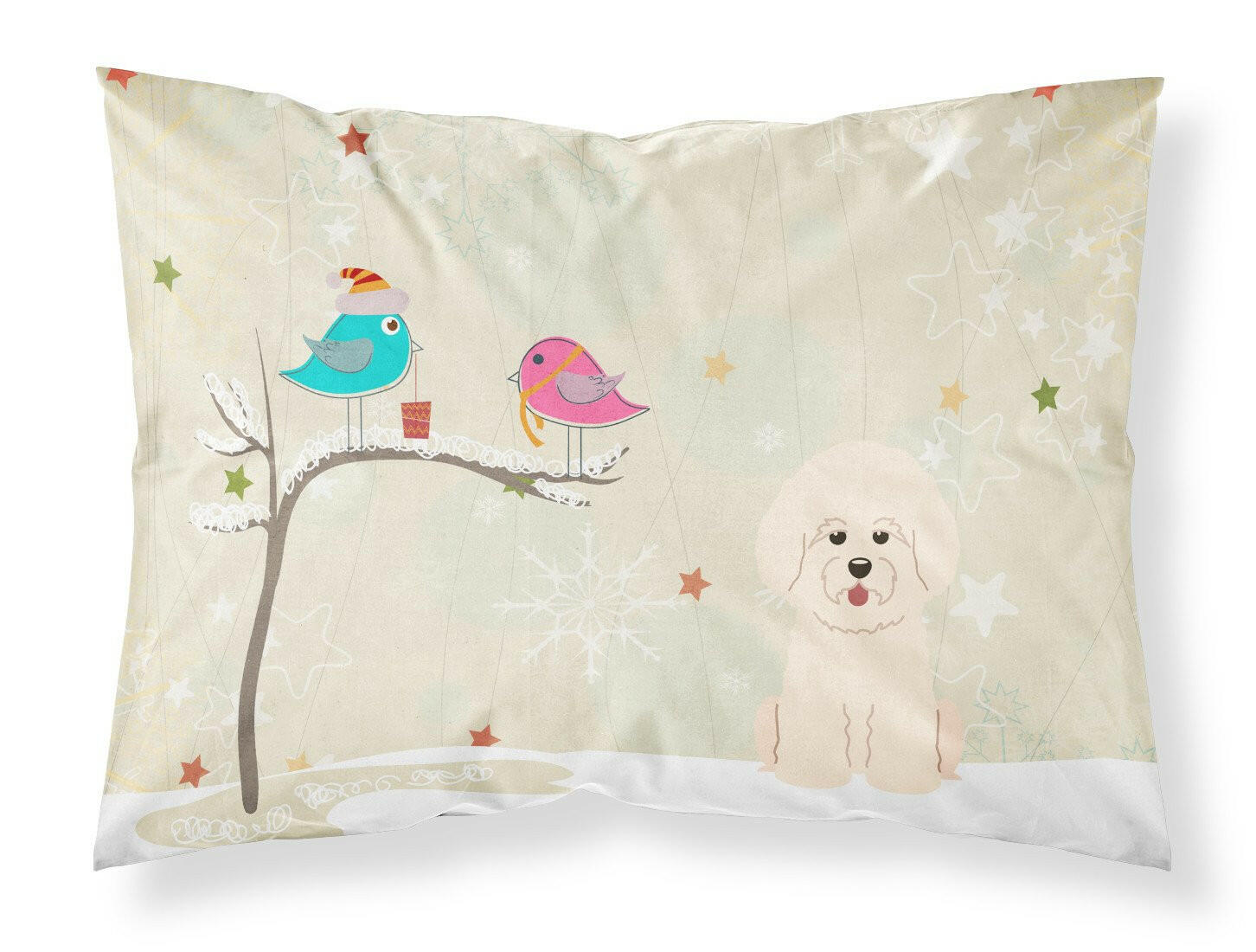 Christmas Presents between Friends Bichon Frise Standard Pillowcase Lightweight Super Soft Easy Care Decorative Artwork Pillowcase, Standard