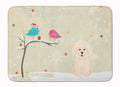 Christmas Presents between Friends Bichon Frise Memory Foam Kitchen Mat Machine Washable Anti-Fatigue Cushion Comfort Bath or Kitchen Rug