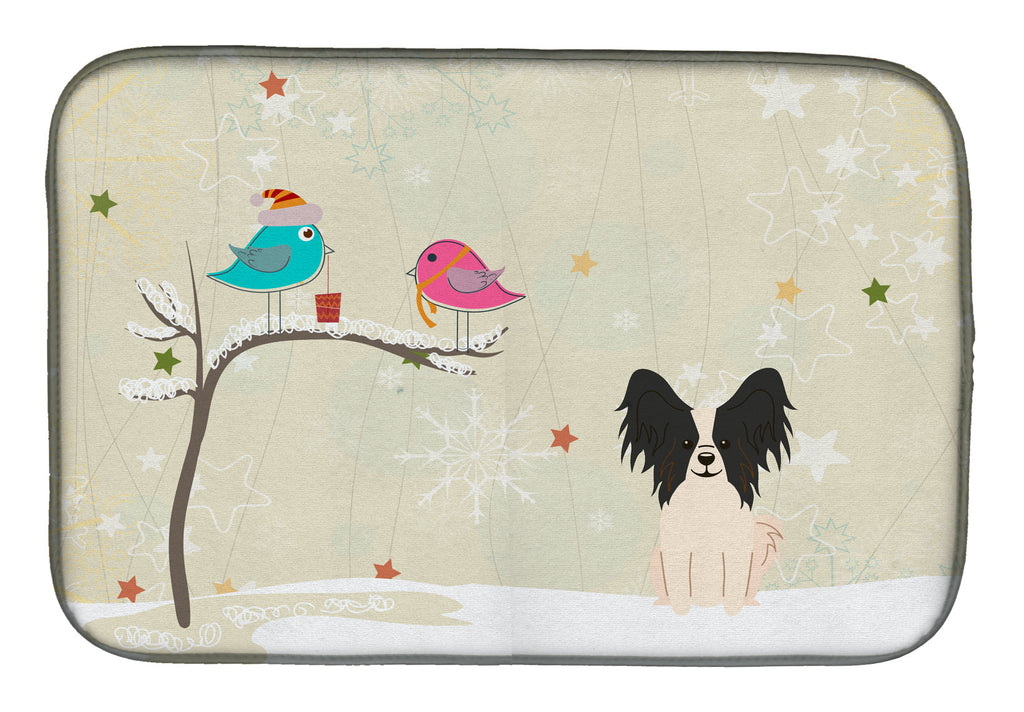 Christmas Presents between Friends Papillon - Black and White Dish Drying Mat Absorbent Dish Drying Mat Pad for Kitchen Counter Dish Drainer Mat for Countertop, 14 x 21", Multicolor