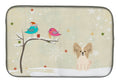 Christmas Presents between Friends Papillon - Sable and White Dish Drying Mat Absorbent Dish Drying Mat Pad for Kitchen Counter Dish Drainer Mat for Countertop, 14 x 21", Multicolor