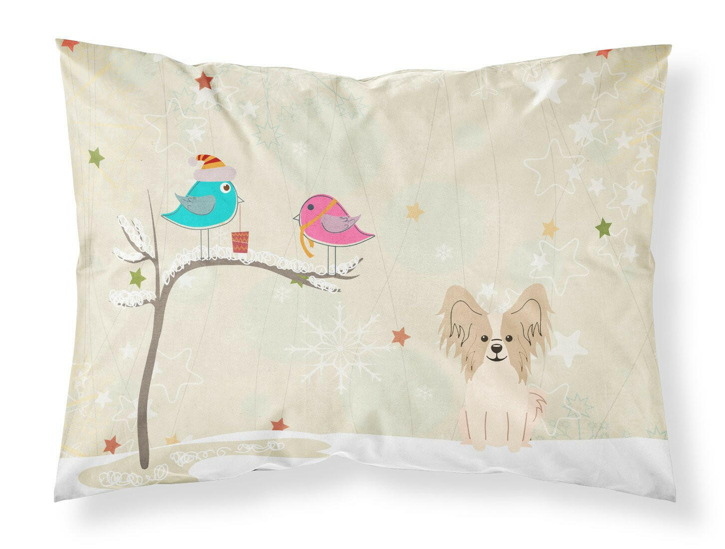 Christmas Presents between Friends Papillon - Sable and White Standard Pillowcase Lightweight Super Soft Easy Care Decorative Artwork Pillowcase, Standard
