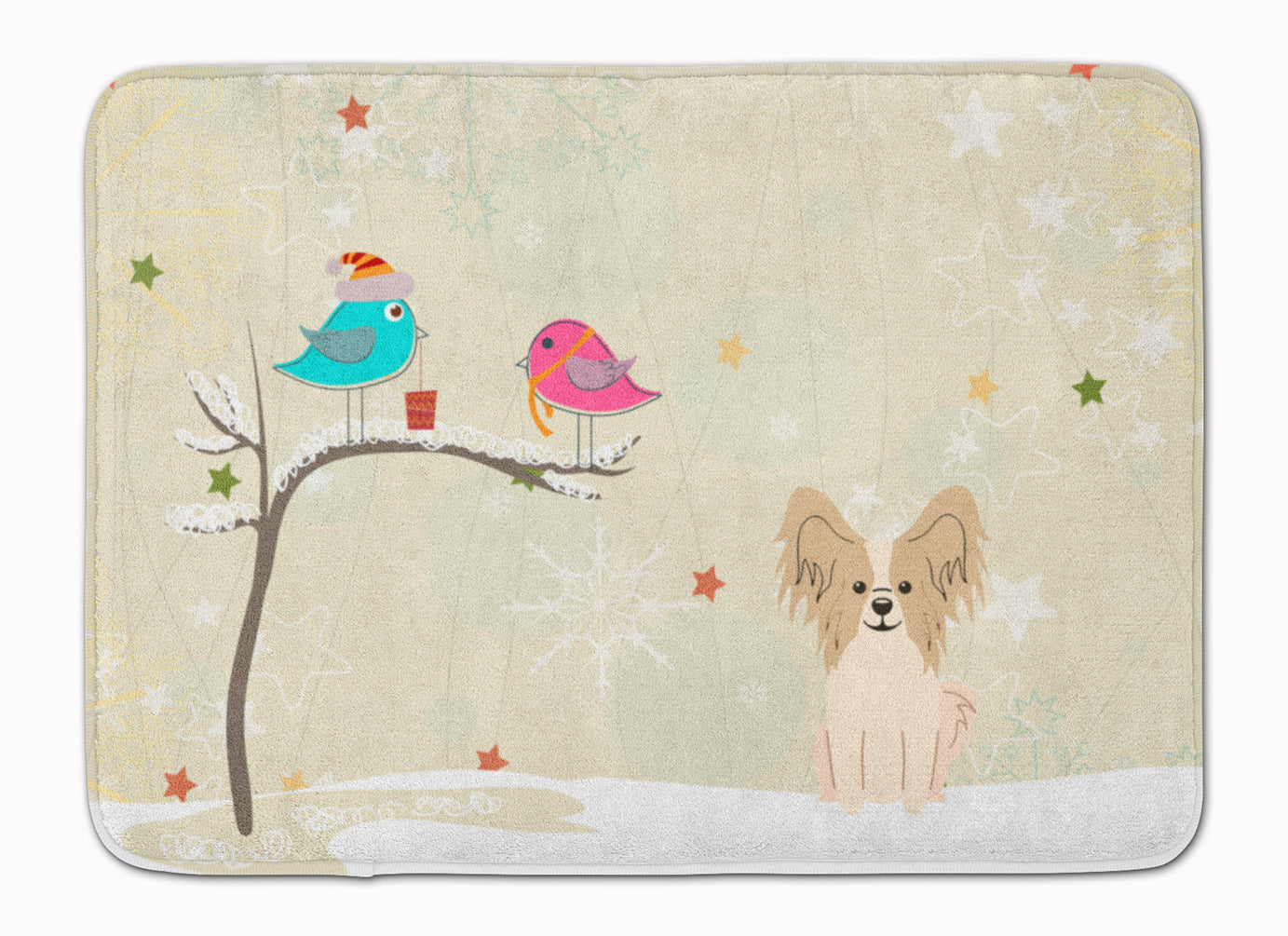 Christmas Presents between Friends Papillon - Sable and White Memory Foam Kitchen Mat Machine Washable Anti-Fatigue Cushion Comfort Bath or Kitchen Rug