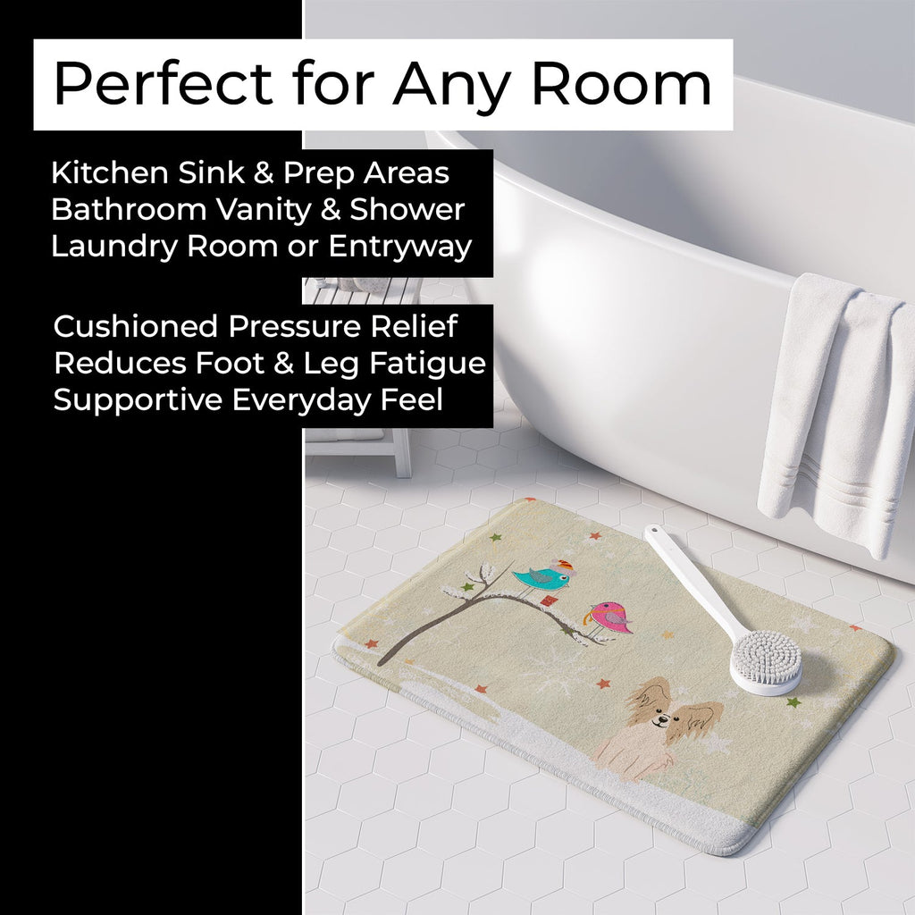 Christmas Presents between Friends Papillon - Sable and White Memory Foam Kitchen Mat Machine Washable Anti-Fatigue Cushion Comfort Bath or Kitchen Rug