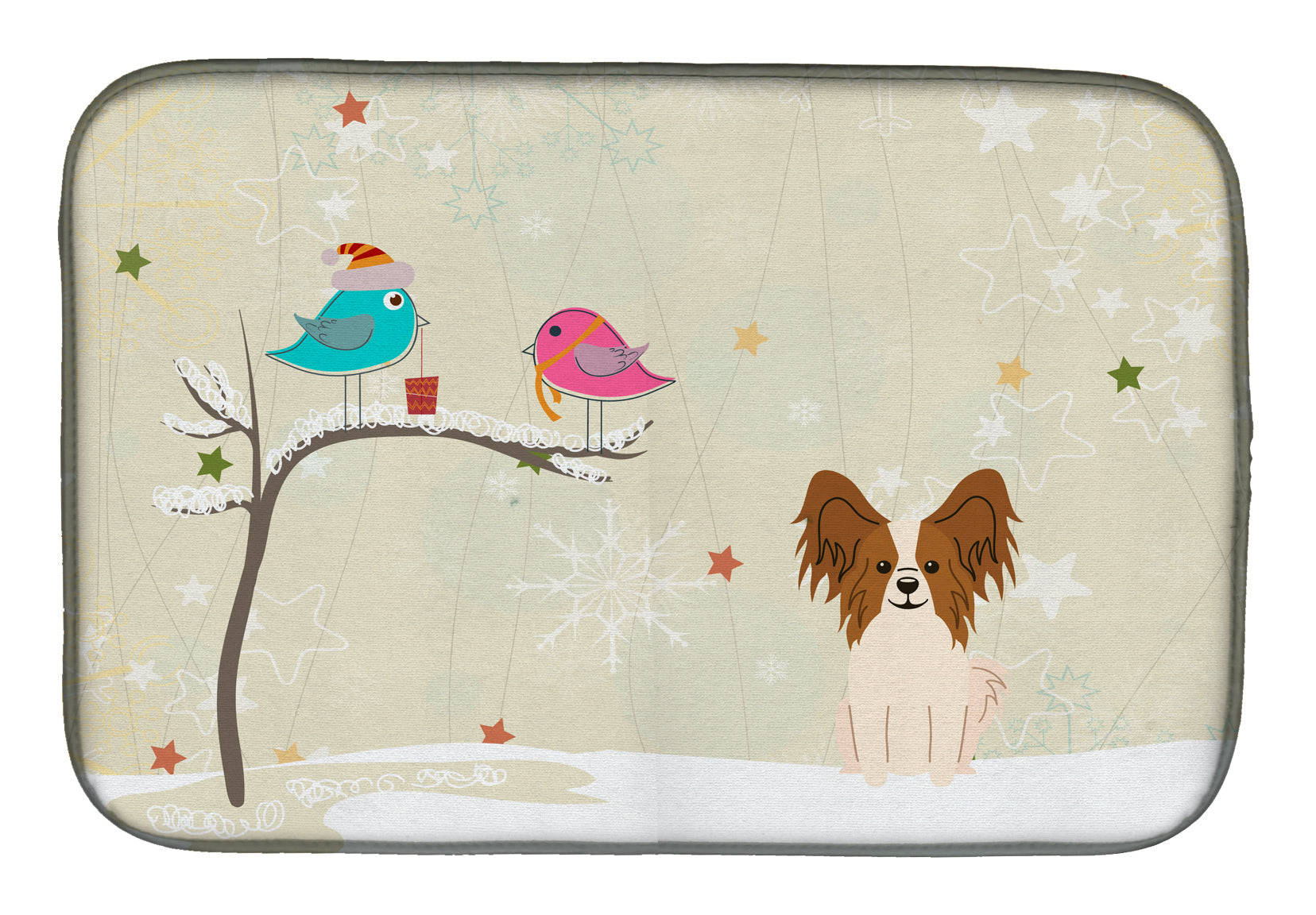 Christmas Presents between Friends Papillon Dish Drying Mat Absorbent Dish Drying Mat Pad for Kitchen Counter Dish Drainer Mat for Countertop, 14 x 21", Multicolor