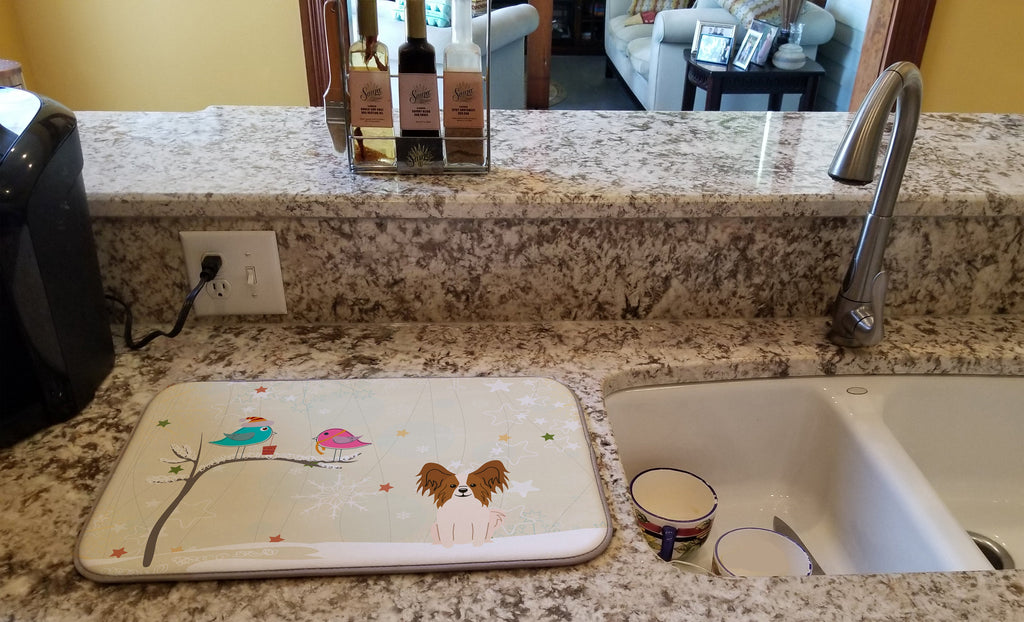 Christmas Presents between Friends Papillon Dish Drying Mat Absorbent Dish Drying Mat Pad for Kitchen Counter Dish Drainer Mat for Countertop, 14 x 21", Multicolor