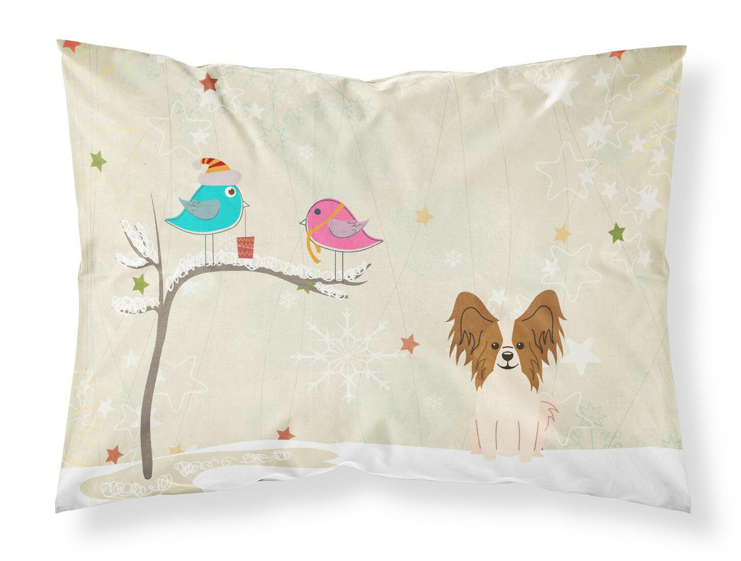 Christmas Presents between Friends Papillon Standard Pillowcase Lightweight Super Soft Easy Care Decorative Artwork Pillowcase, Standard