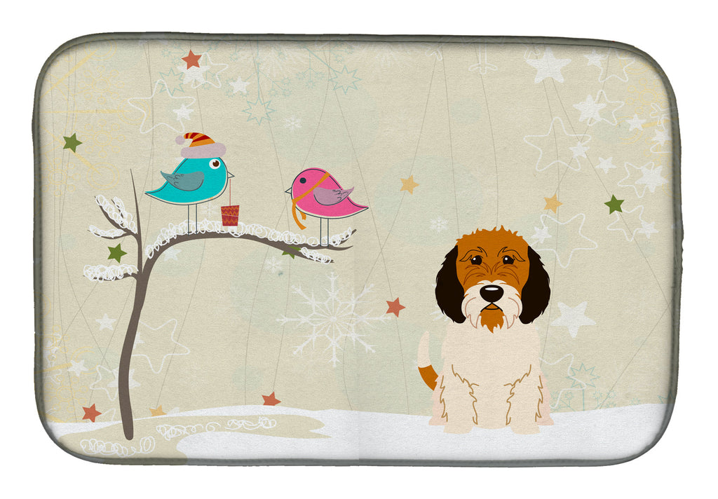 Christmas Presents between Friends Petit Basset Griffon Vendeen Dish Drying Mat Absorbent Dish Drying Mat Pad for Kitchen Counter Dish Drainer Mat for Countertop, 14 x 21", Multicolor